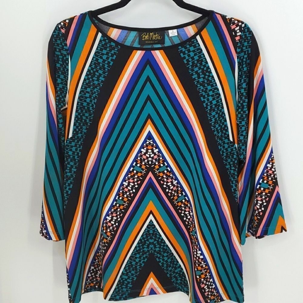 Bob Mackie wearable art women's tunic top. Size small. Abstract ‎ design.